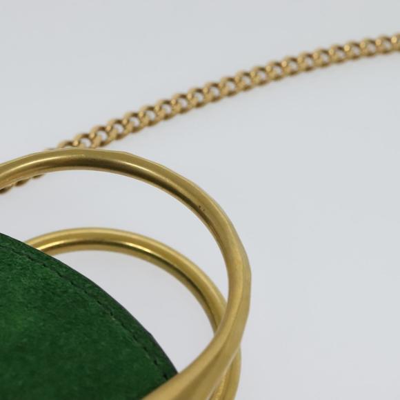 Chloe Chain Pixy Shoulder Bag Leather Green Gold Auth 120652 - Picture 14 of 16